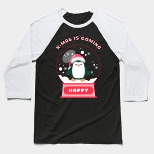 Xmas Is Coming Happy Penguin (Red) Baseball T-Shirt